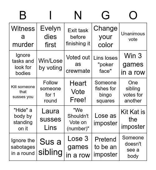 Among Us Bingo Card #2 Bingo Card