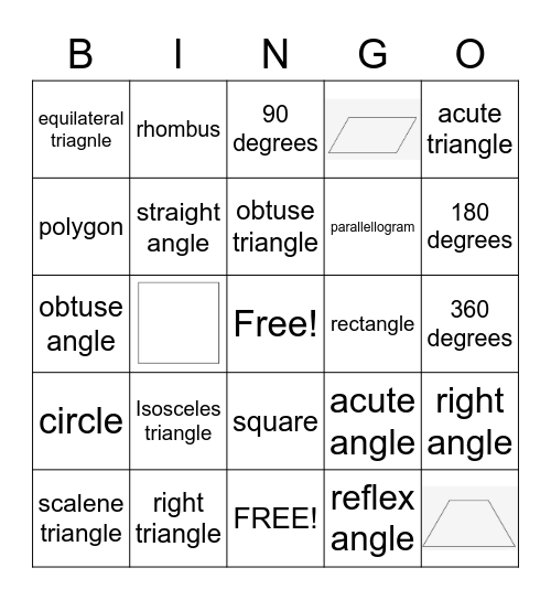 Geometry Bingo Card