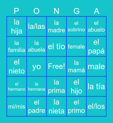 La familia Bingo Card
