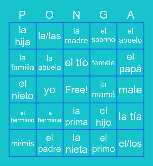 La familia Bingo Card