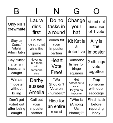 Among Us Bingo Card #3 Bingo Card