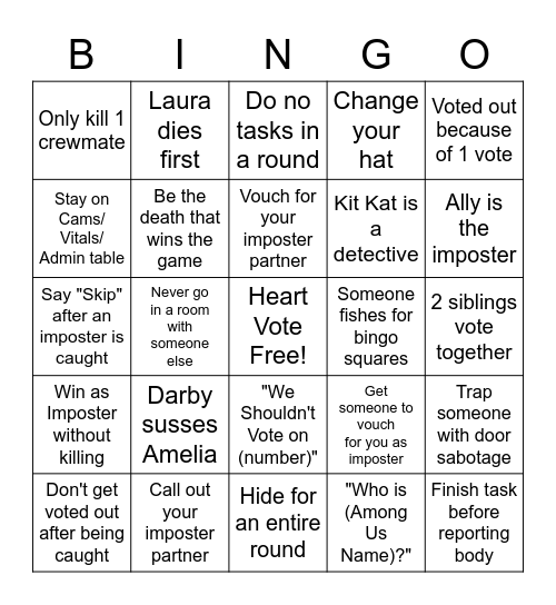 Among Us Bingo Card #3 Bingo Card