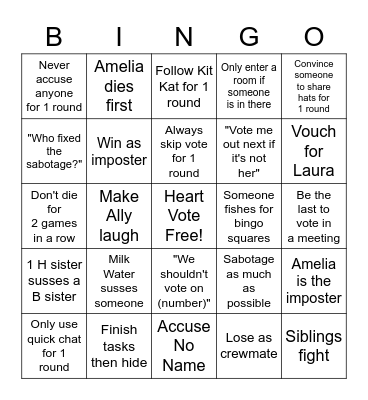 Among Us Bingo Card #9 Bingo Card