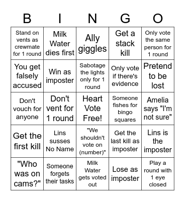 Among Us Bingo Card #5 Bingo Card