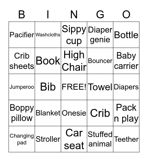 B    A   B   Y Bingo Card