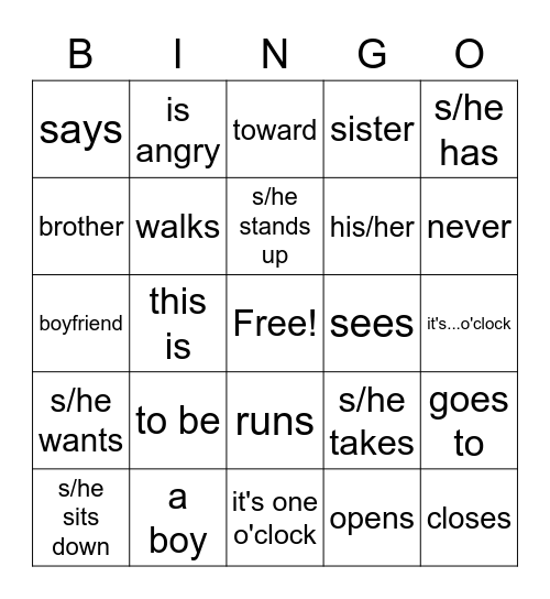 Unit 6 core vocabulary Bingo Card