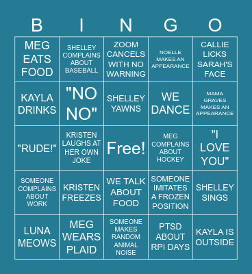 CUDDLE PUDDLE PARTY Bingo Card