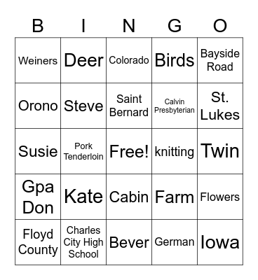 Bonnie's Birthday Bingo! Bingo Card