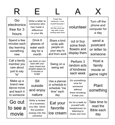Wellness Bingo Card