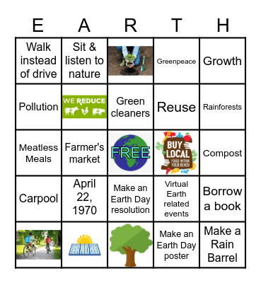 Earth Day Bingo 2021 Bingo Card