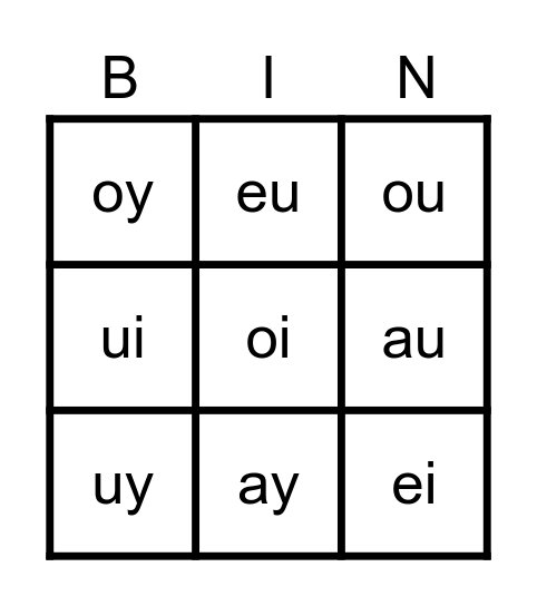 DIPTONGO Bingo Card