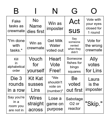 Among Us Bingo Card #7 Bingo Card