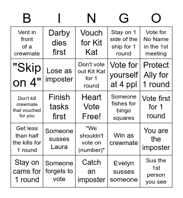 Among Us Bingo Card #8 Bingo Card