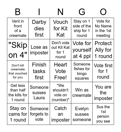 Among Us Bingo Card #8 Bingo Card