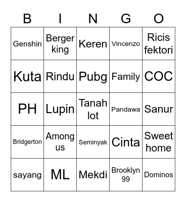 Untitled Bingo Card