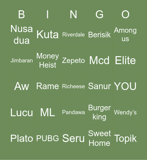 LILIS PUNYA Bingo Card