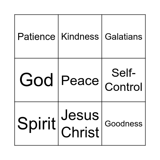 The Fruit of the Spirit Bingo Card