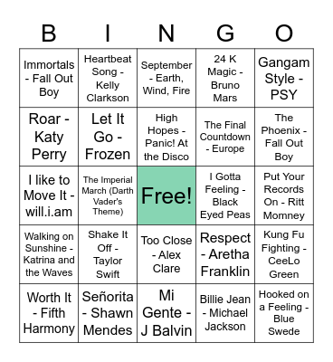 Music Bingo Card