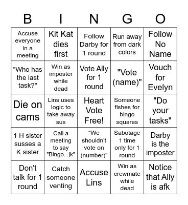 Among Us Bingo Card #10 Bingo Card