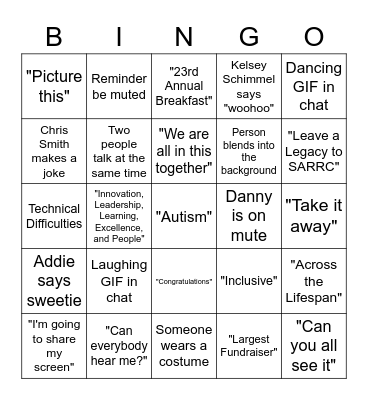 All Staff Bingo Card