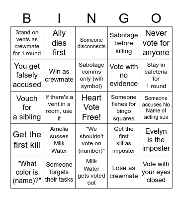 Among Us Bingo Card #4 Bingo Card