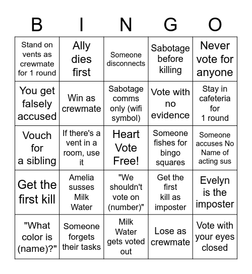 Among Us Bingo Card #4 Bingo Card