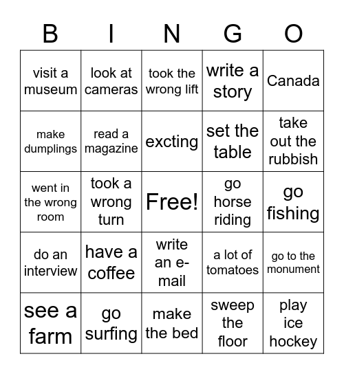 SPEC5A Bingo Card