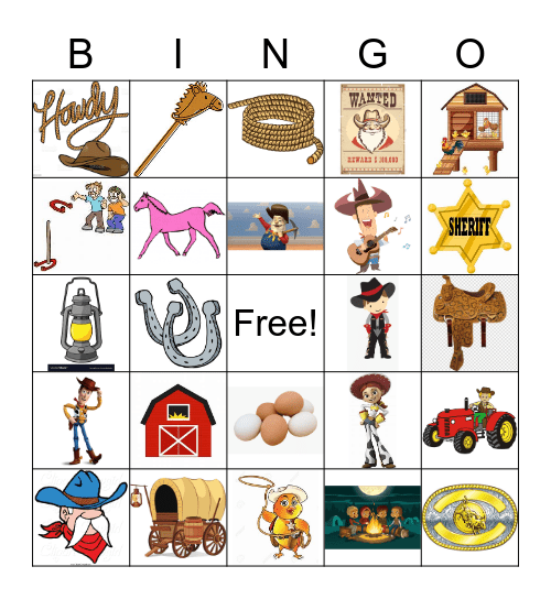 Cowgirl Bingo Card