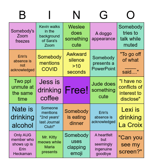 LAST JOURNAL CLUB!!! Bingo Card