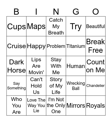 Pop Bingo Card