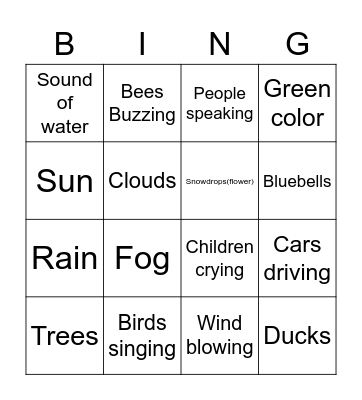 Learning outside Bingo Card