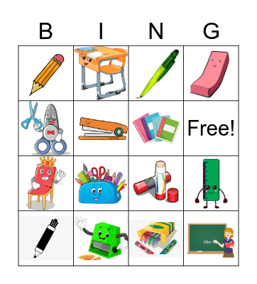 School Things Bingo Card