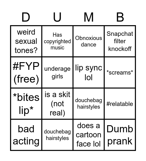TikTok Bingo Card
