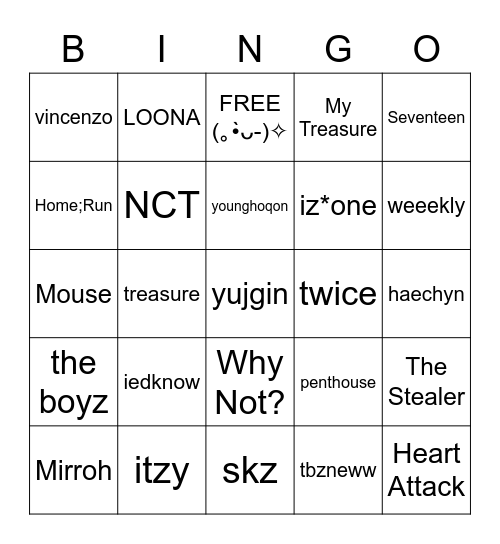 Punya Chuueyo! (◍•ᴗ•◍) Bingo Card