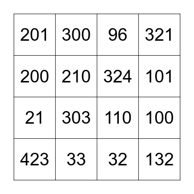 Division Without Regrouping Bingo Card