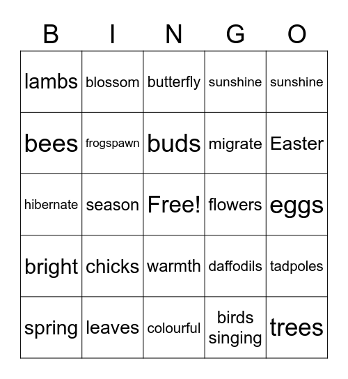 Spring - 2021 Bingo Card