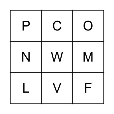 Alphabet Bingo Card