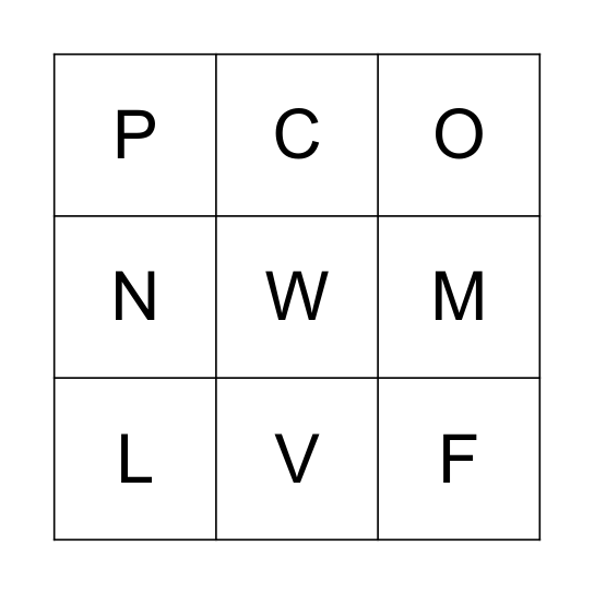 Alphabet Bingo Card