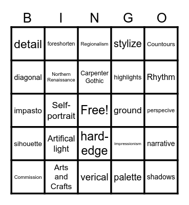 Narrative ART Bingo Card