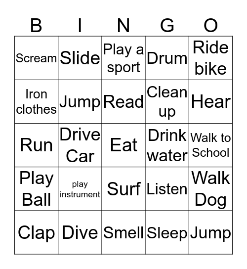 Verb! Bingo Card