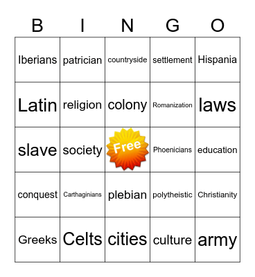 Ancient History Bingo Card