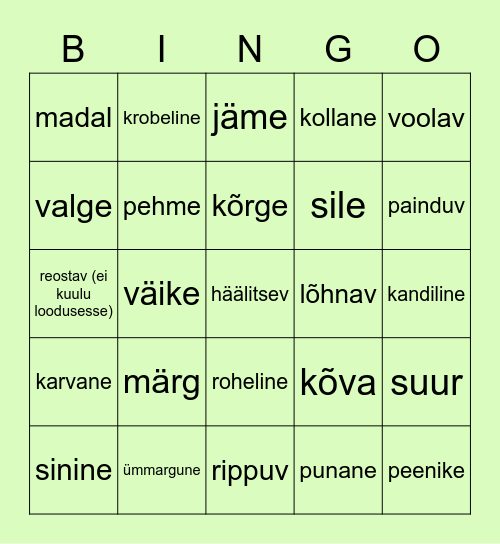 Kevad ja omadussõnad Bingo Card