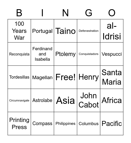 Big Boat Bingo! Bingo Card