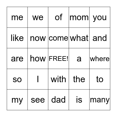 Friday Fun Bingo! Bingo Card