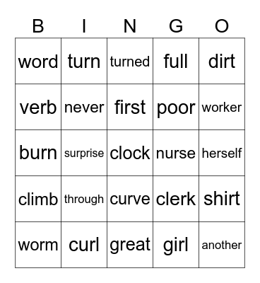 5.2 First Grade Bingo Card