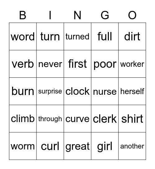 5.2 First Grade Bingo Card