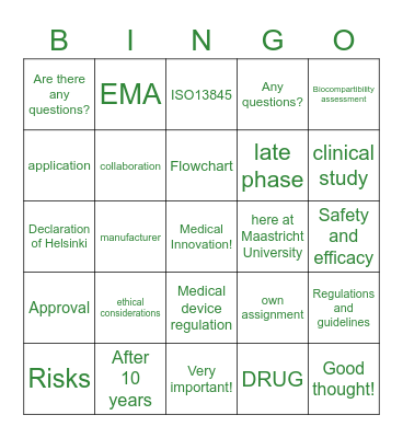 medical innovation workshop Bingo Card