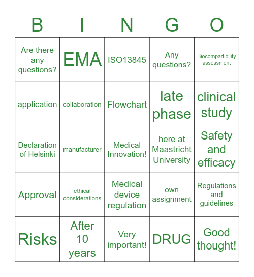 medical innovation workshop Bingo Card