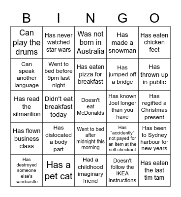 Find someone who ... Bingo Card