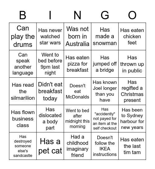 Find someone who ... Bingo Card